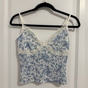 Garage Blue Floral Lace Camisole